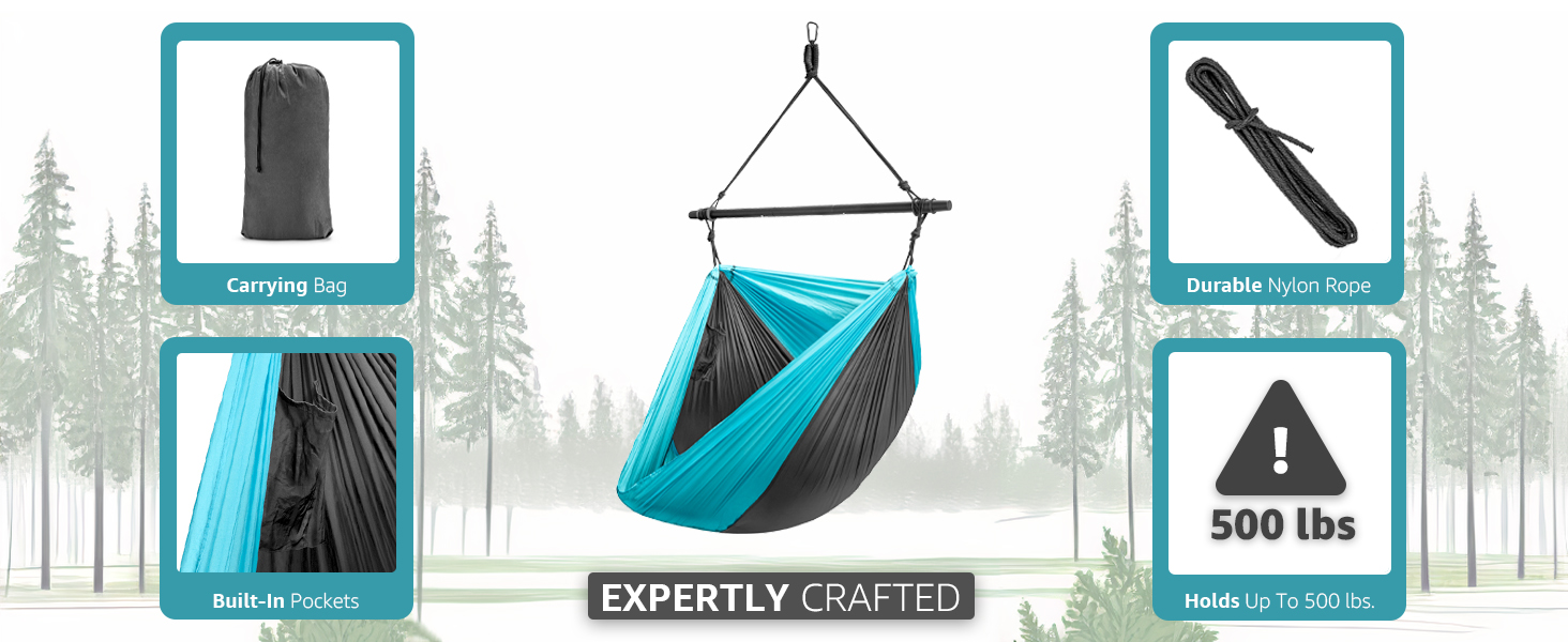 Versatile for both indoor and outdoor use, the hammock swing chair can be folded into a compact size