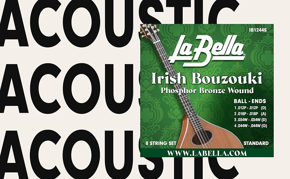 La Bella IB1244S Standard BallEnds Phosphor Bronze Wound