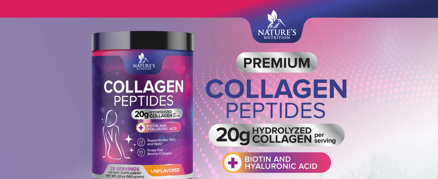 Vital Collagen Peptides Powder - Supports Hair, Nail, Skin, Bone & Joint Health - Zero Sugar