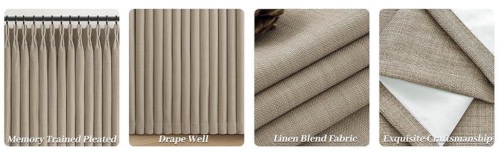 PleatedDrapes Full Blackout Burlywood Birch Curtains