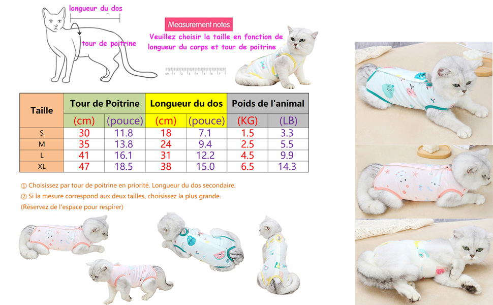 Komate Body Chat Post Operatoire Gilet Combinaison de récupération pour Chat Chaton Chiot Chien