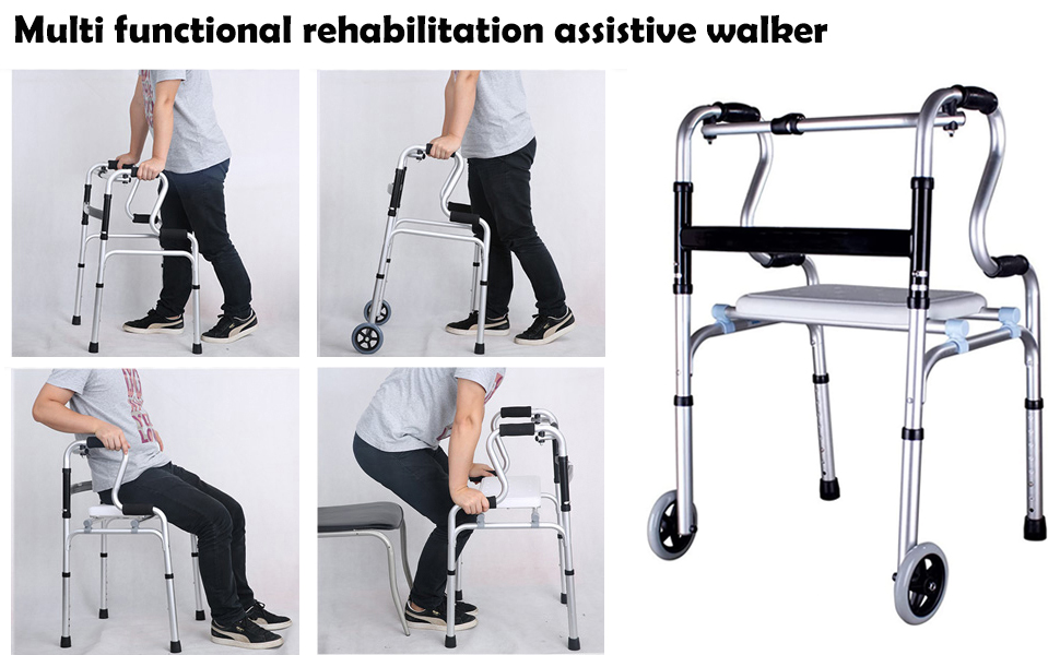 Foldable Standard Walking Frame,OneButton Folding Walker,Height