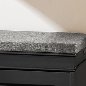 SoBuy FSR82-K-SCH Schuhkipper Schuhschrank Mit Klappe Schuhbank Mit Sitzkissen Schuhkommode Sitzbank Schwarz BHT Ca.: 61x51x24cm 15 1
