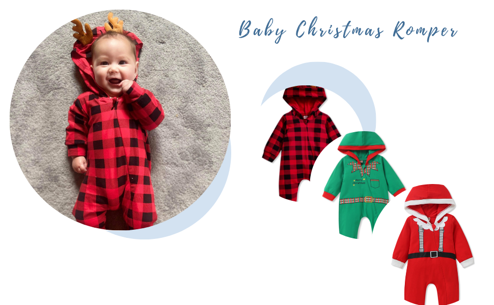 Baby Boys Girls Christmas Romper - Aalizzwell Baby Clothes