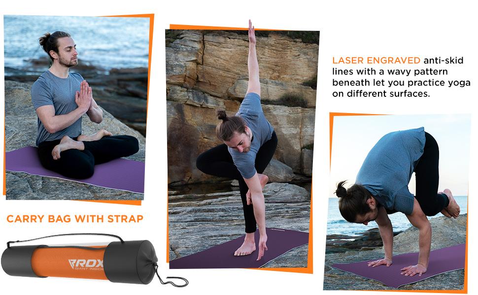 RDX Yoga Mat TPE 6mm Thick with Straps