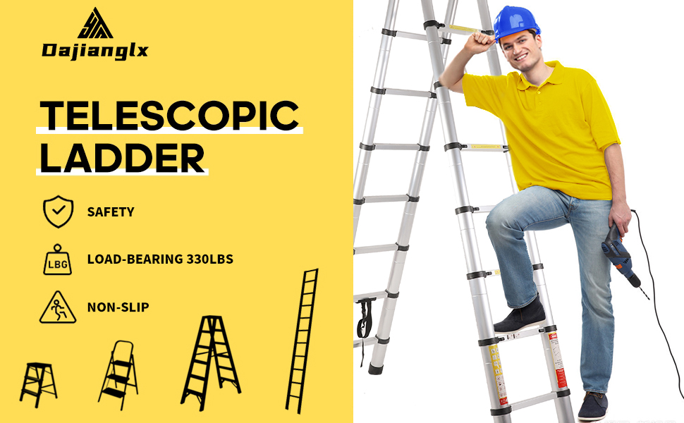 16.5FT Telescoping A Frame Ladder with Tool Tray, 2In1 Extension