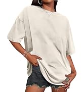 Oversized Tshirts for Women Short Sleeve Crew Neck Vintage Washed Basic Loose Casual Tees