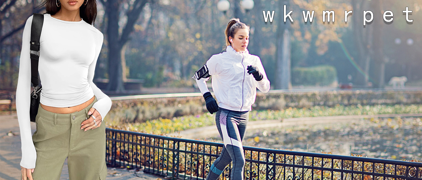 Long Sleeve Shirt Women Basics Y2K Clothing Gym Clothes Crop Tops Slim Fitting Going Out Tops…