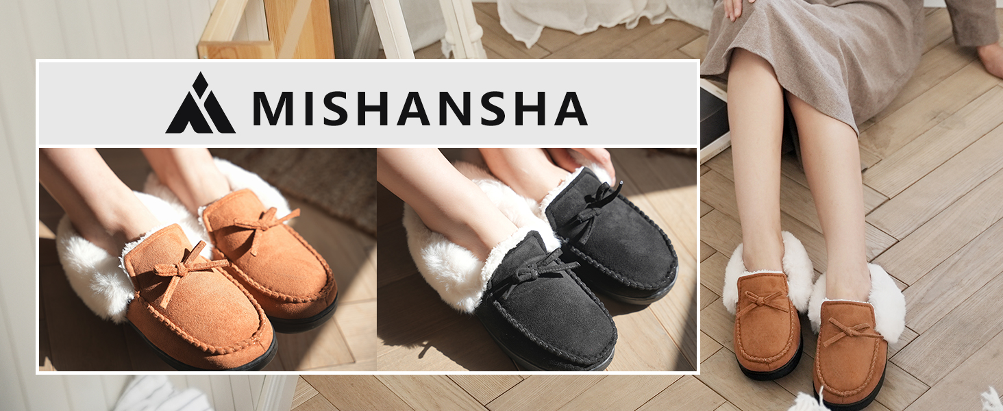Mishansha Damen Winter rutschfest Warme Hausschuhe Memory Foam Plüsch Pantoffeln, Gr.3643