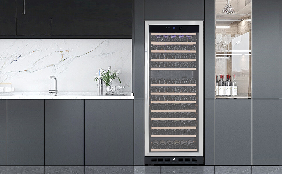 TacleeKii 155 Bottles Built-in Wine Cellar - Front View