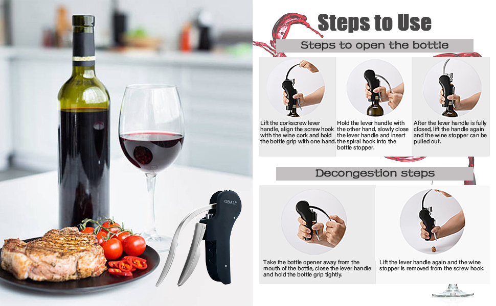 OBALY Wine Opener Set, Screwpull Levers Stainless Steel Compact