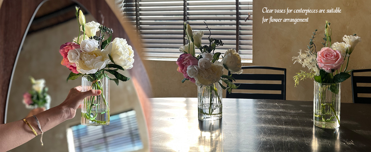 6 Inches Clear Ribbed Bud Vases