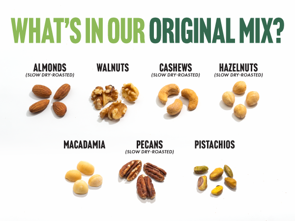 Roastery Coast Original Mix almonds, walnuts, cashews, hazelnuts, macadamia nuts, pecans pistachios