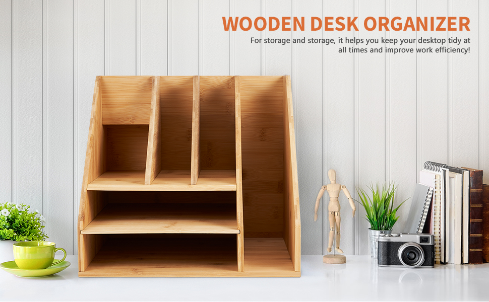 Desk Organizer,Wooden Desk Organizer,Bamboo Shelf, Desk