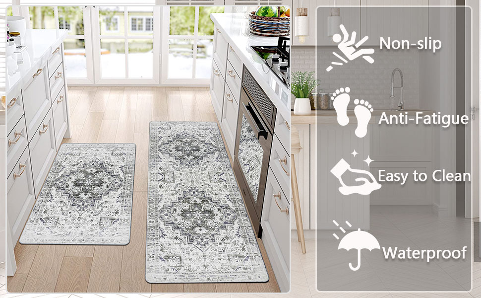 Boho Anti Fatigue Kitchen Mats for Floor 2 Piece