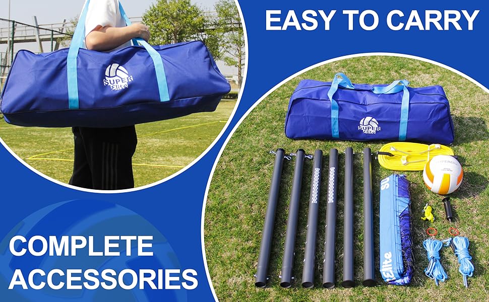 Portable Professional Volleyball Net Set with Aluminum Adjustable Height Poles