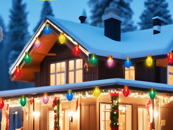 Outdoor Christmas Decorations Lights, 16Ft Jumbo Xmas String