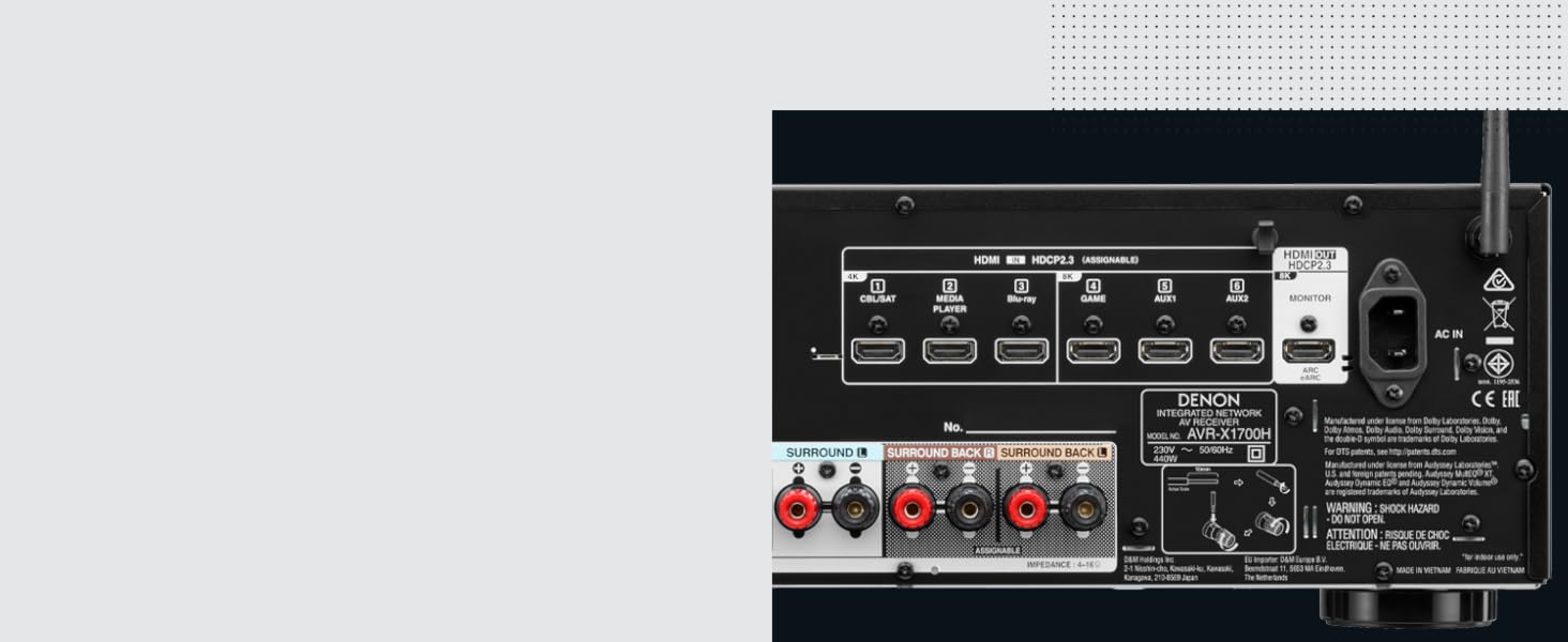 Denon AVRX1700H 7.2Kanal AVReceiver, Hifi Verstärker mit Dolby Atmos