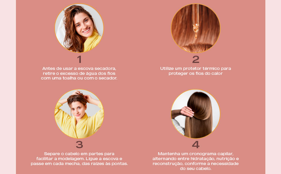 Escova Secadora Britânia Bivolt 1300W 4 em 1 Infrared BES36 Viih Tube