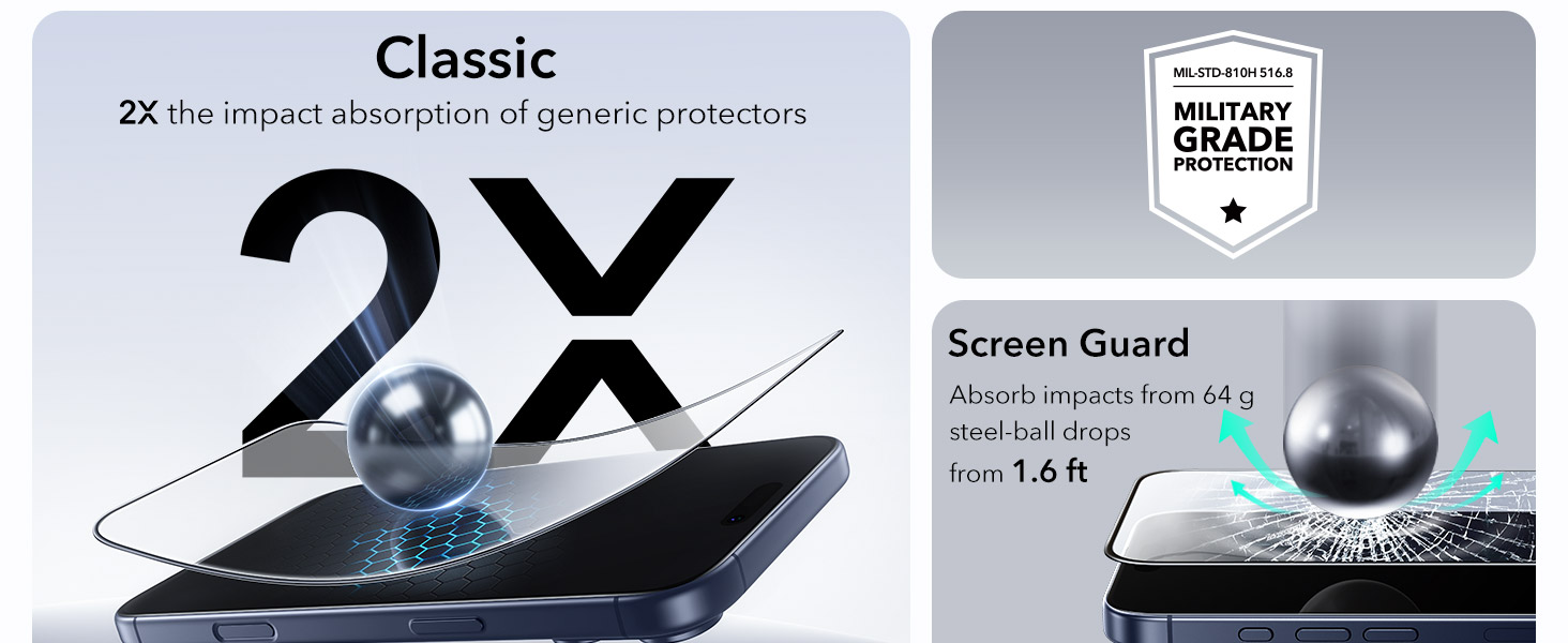 ESR 3 Pack for iPhone 17 Pro Max Screen Protector, Military-Grade Shatterproof, 9H Hardness, Full Coverage Tempered Glass with Ultra Fit Tray 4 1