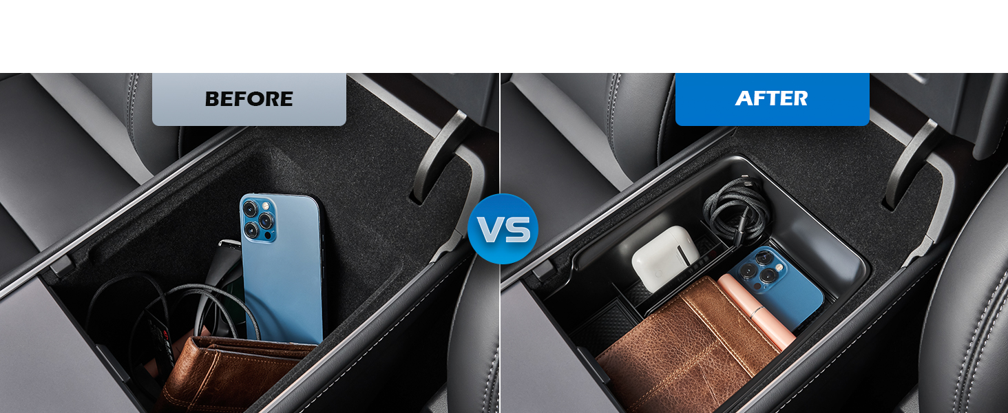 OMT Center Console Organizer Set of 2 Car Trays Compatible