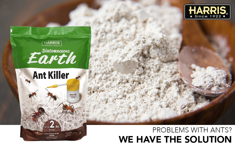 Harris Diatomaceous Earth Ant Killer, 2lb Powder with Duster Applicator Included