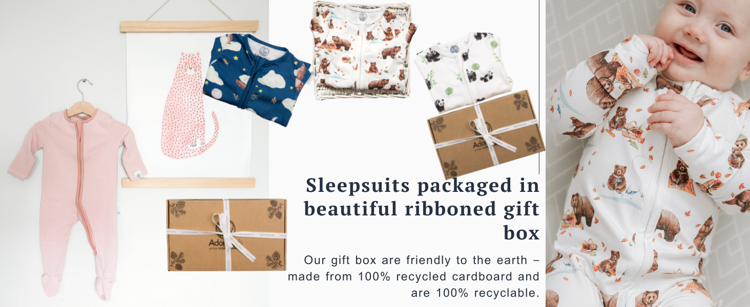Sleepsuit packaged in a beautiful ribboned gift box