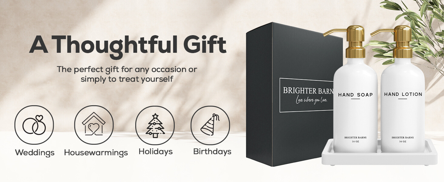 Thoughtful Gift - Luxury Soap Lotion Dispenser set  Gold, Holidays Christmas Housewarming