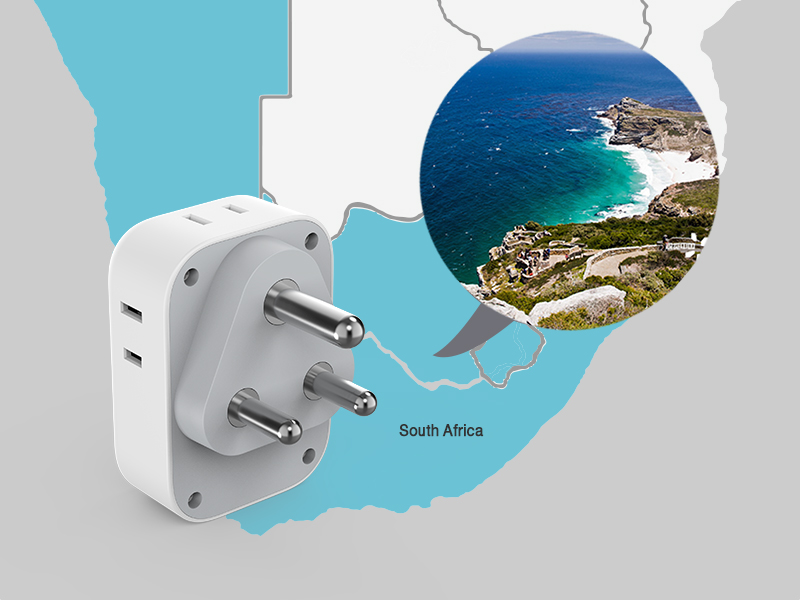 TESSAN South Africa Power Adapter, Type M Travel Plug Adaptor Charger