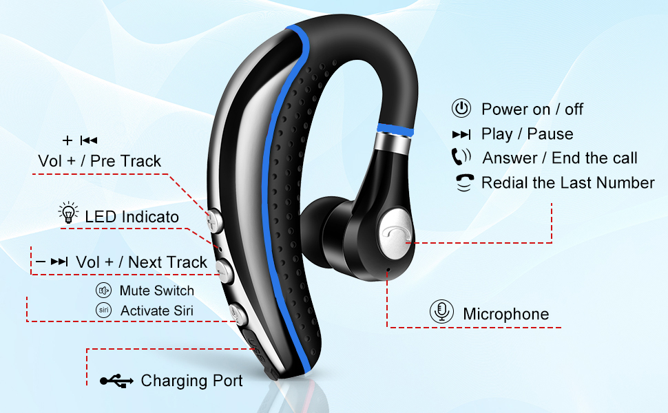BLUETOOTH HEADSET A8 BLUE