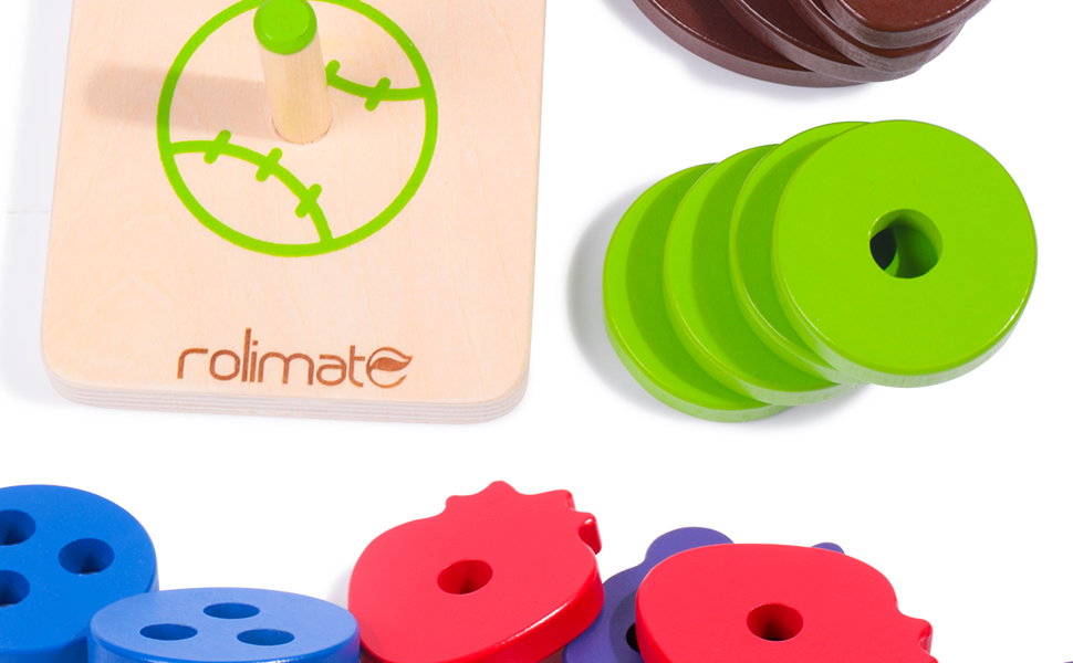 JLSAME Color and Shape Sorting Toys, Wooden Stacking Toys