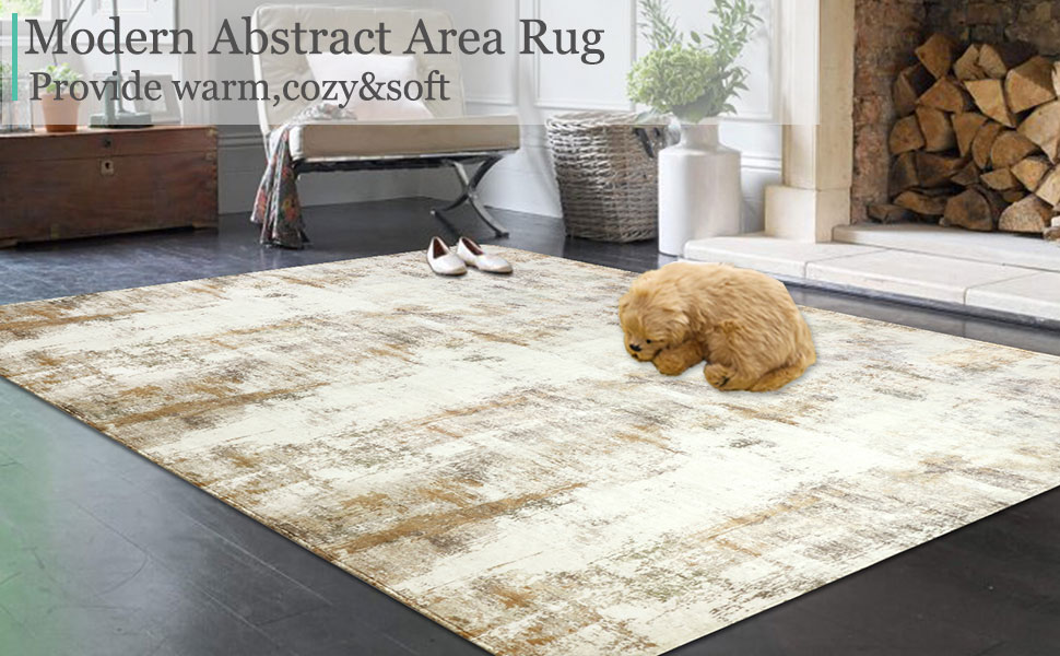 famibay Machine Washable Area Rug 4x6 Modern Abstract Bedroom Rug