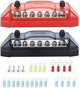 RECOIL BBS25P Bus Bar 2 x 1/4” Studs and 5 Screw Terminals Power Distribution Block with Ring Ter...