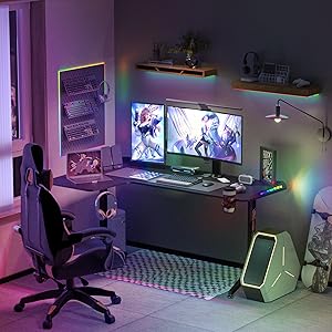 Grande Scrivania Gaming Regolabile Altezza 160x60cm Tavolo Gaming Scrivania PC Gaming Con LED RGB Regolabile In Altezza In Maniglia 17 led gaming tisch eckschreibtisch