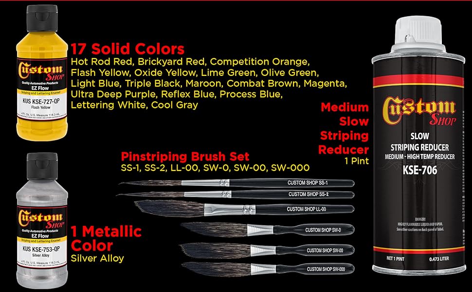 Custom Shop Lettering Enamel/Pinstripe 18 Paint Colors