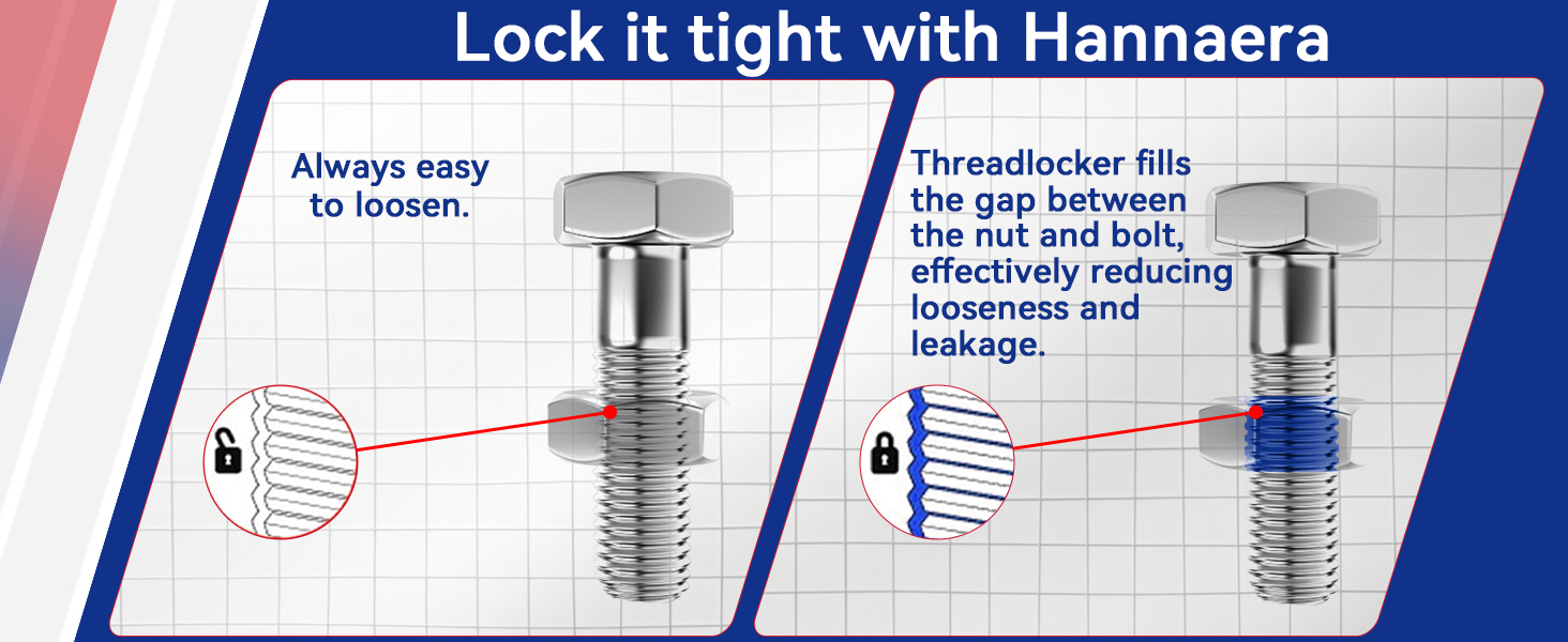Thread Lock Blue, Threadlocker Medium Strength, Lock and