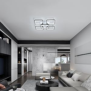 Plafoniera Moderna A LED, Lampada Da Soffitto Design Quadrato Nero 75W, Lampadari Da Soggiorno A Luce Bianca Itedda 6500K Illuminazione A Soffitto Per Interni Per Camera Da Letto, Studio, Cucina 13 plafoniera LED moderna per soggiorno