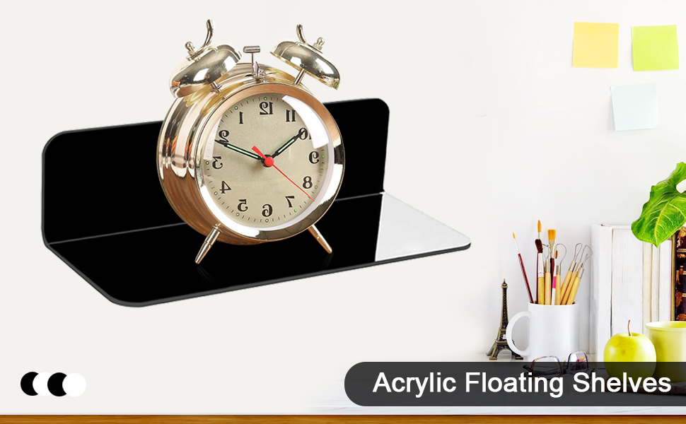 4 Pcs Acrylic Floating Shelves, Small Shelf for Wall No Nails Self Adhesive Shelves Bedroom