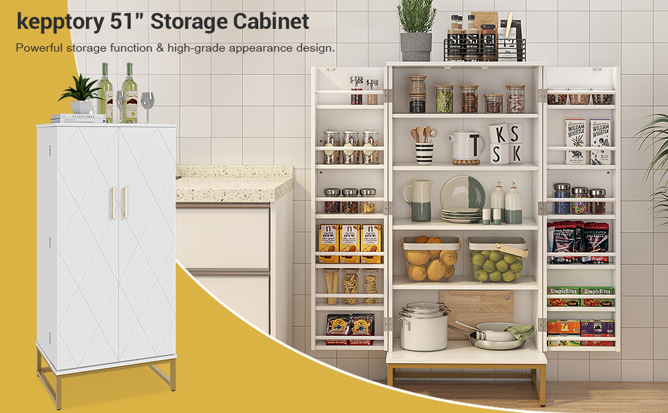 kepptory 51” Pantry White Freestanding Kitchen