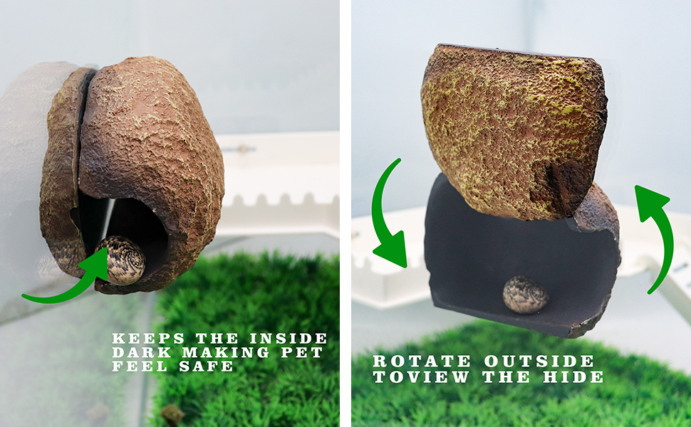 Hermit Crab Resin Magnetic Rock Hide, Reptile Habitat Decorations for Terrarium