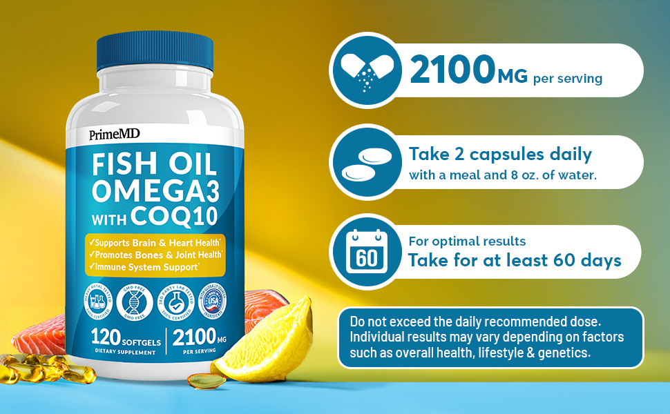 Amazon.com: 5-in-1 Fish Oil Omega 3 Supplements (2100mg) - Omega 3 Fish - Can Fish Oil And Coq10 Be Taken Together