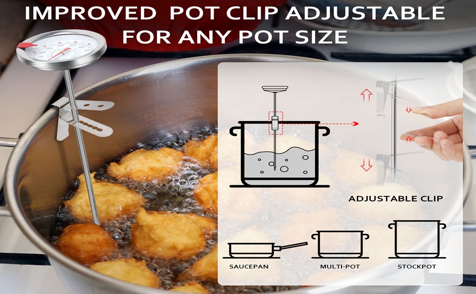 Candy Thermometer with Pot Clip Frying Oil Thermometers