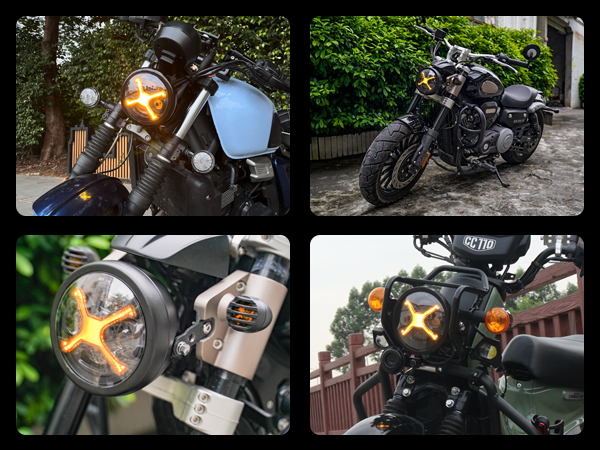 Amazon | Motikvansバイク ヘッドライト 汎用 レトロな黒X-メン
