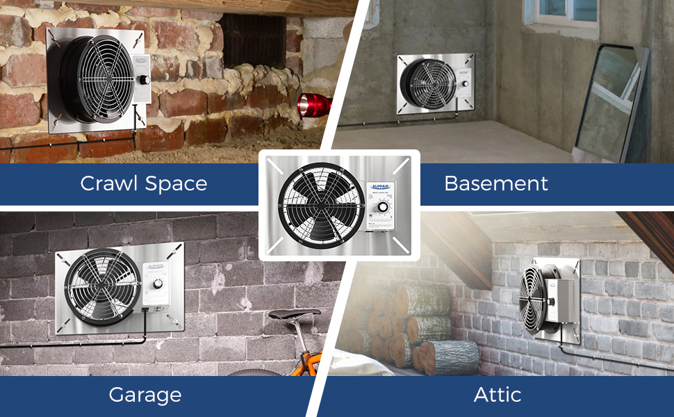 ALORAIR Stainless Steel Crawl Space Vent Fan, 540 CFM Air