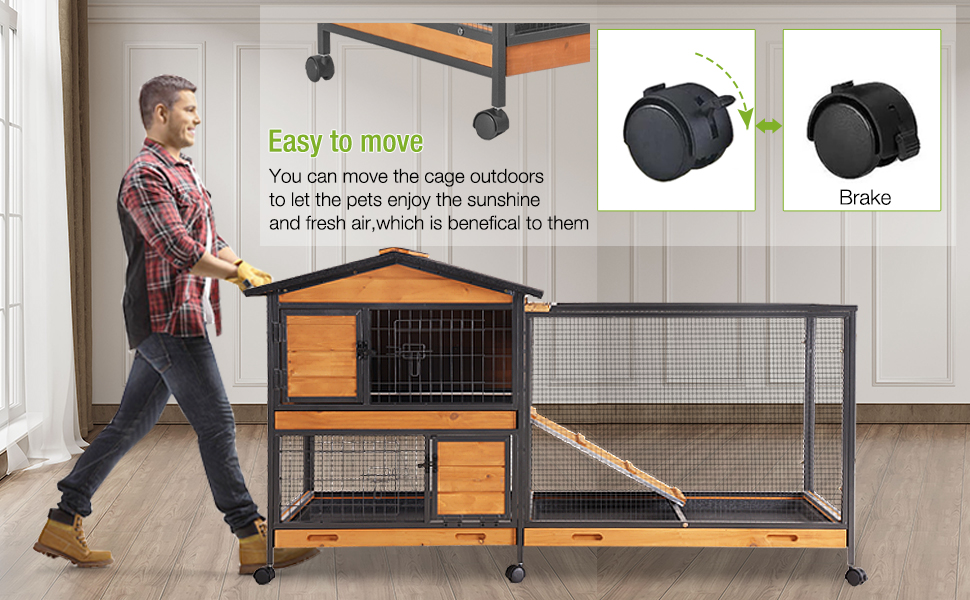 GUTINNEEN Rabbit Hutch with ChewResistant Metal Frame