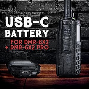 BTECH DMR-6X2 PRO DMR & Analog Two-Way Radio (Bluetooth + GPS) USB-C Battery – 7W VHF/UHF (136-174MHz & 400-480MHz), Encryption, Talker Alias, APRS, Roaming, Voice Recording, with Accessory Kit 13 USB-C Charging for the DMR-6X2 Series