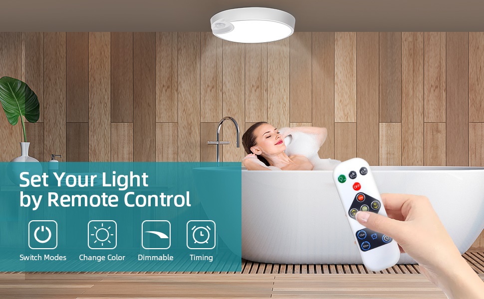 Rechargeable Motion Sensor Light with Remote, 7.5inch 400LM Wireless