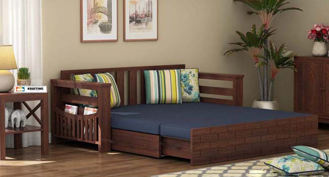 Wood Sofa Cums Bed for Home