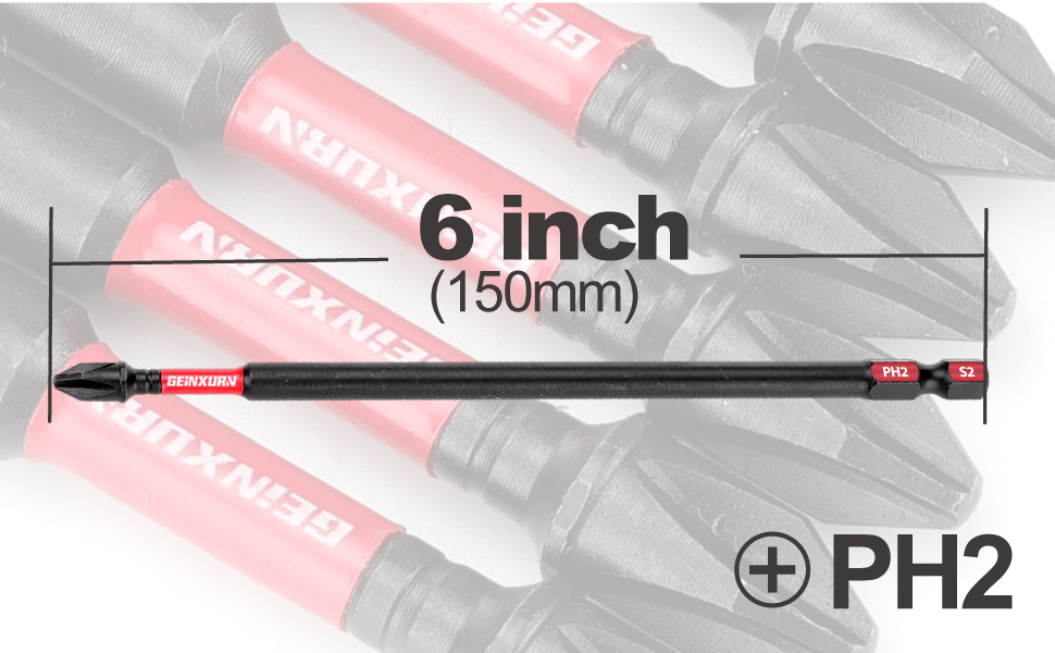 GEINXURN Impact Tough 2 Phillips 6 in. Insert Driver Bits,20Pack Bulk
