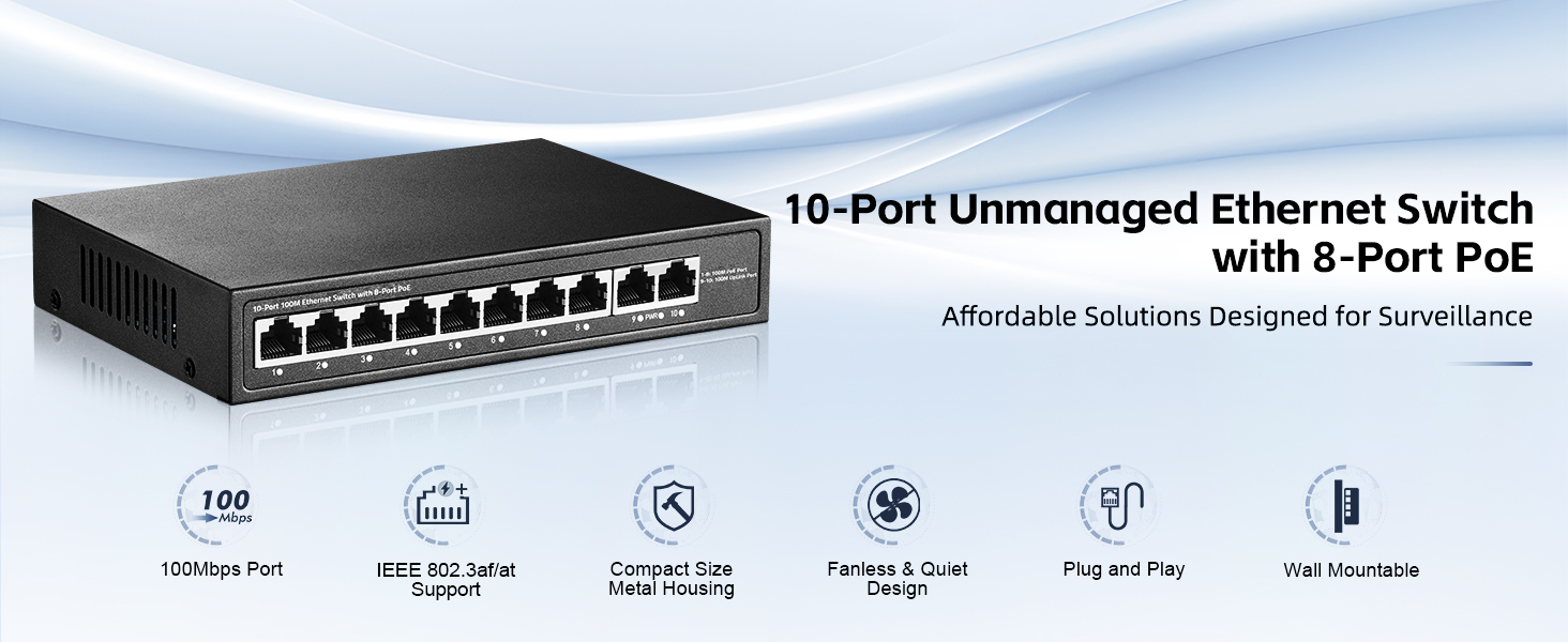 10-Port 100M PoE Switch